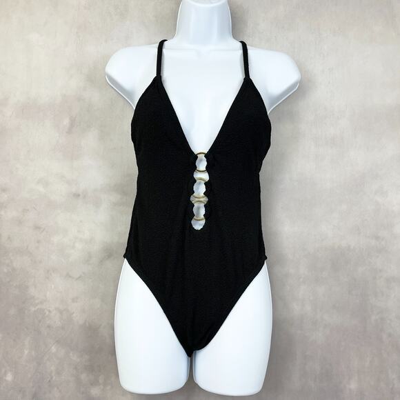 Shade Shore Womens Swimsuit Size Medium Black Gold One Piece Beach Summer Travel - Picture 1 of 8